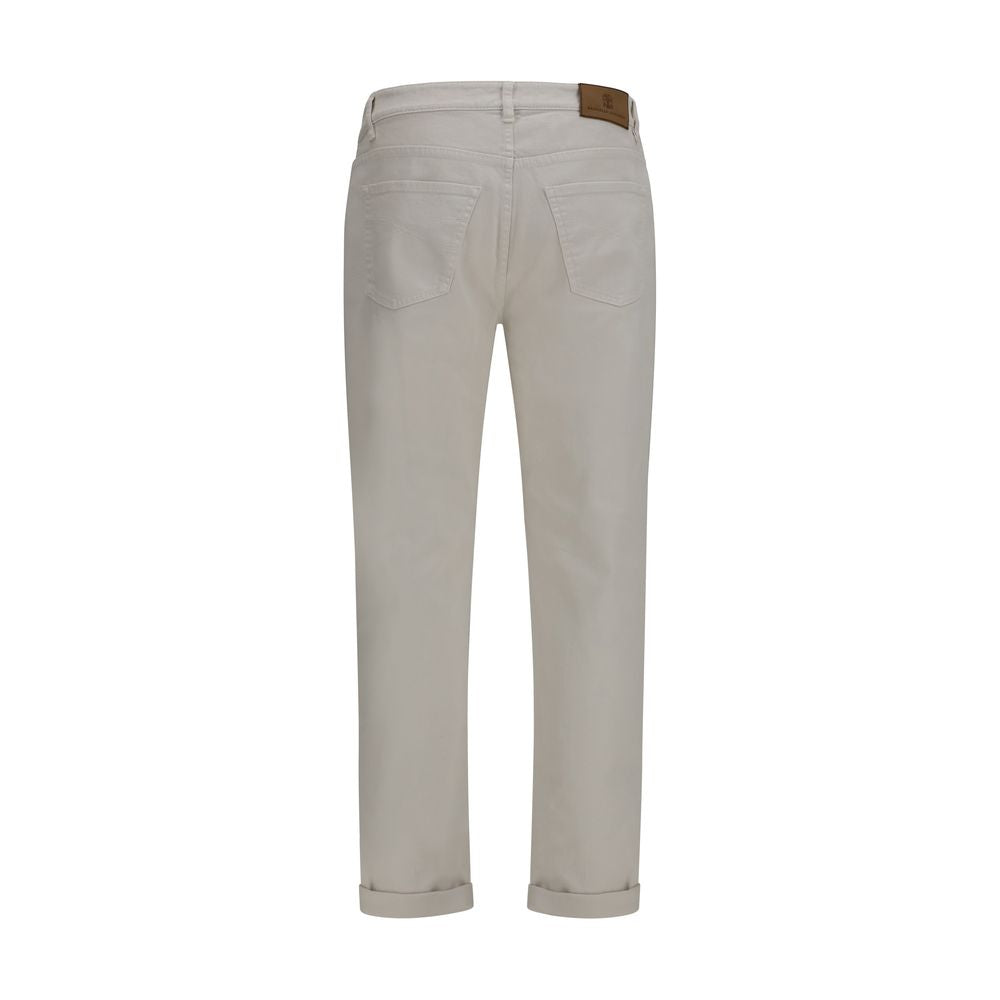 Brunello Cucinelli White Cotton Cropped Jeans