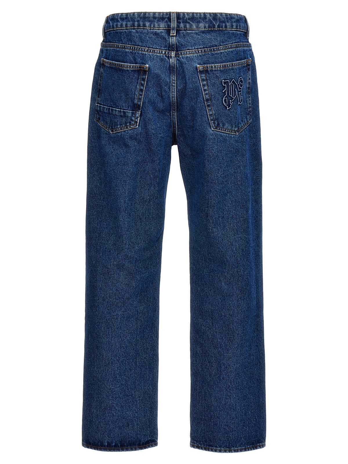 Blue Cotton Straight-Leg Jeans