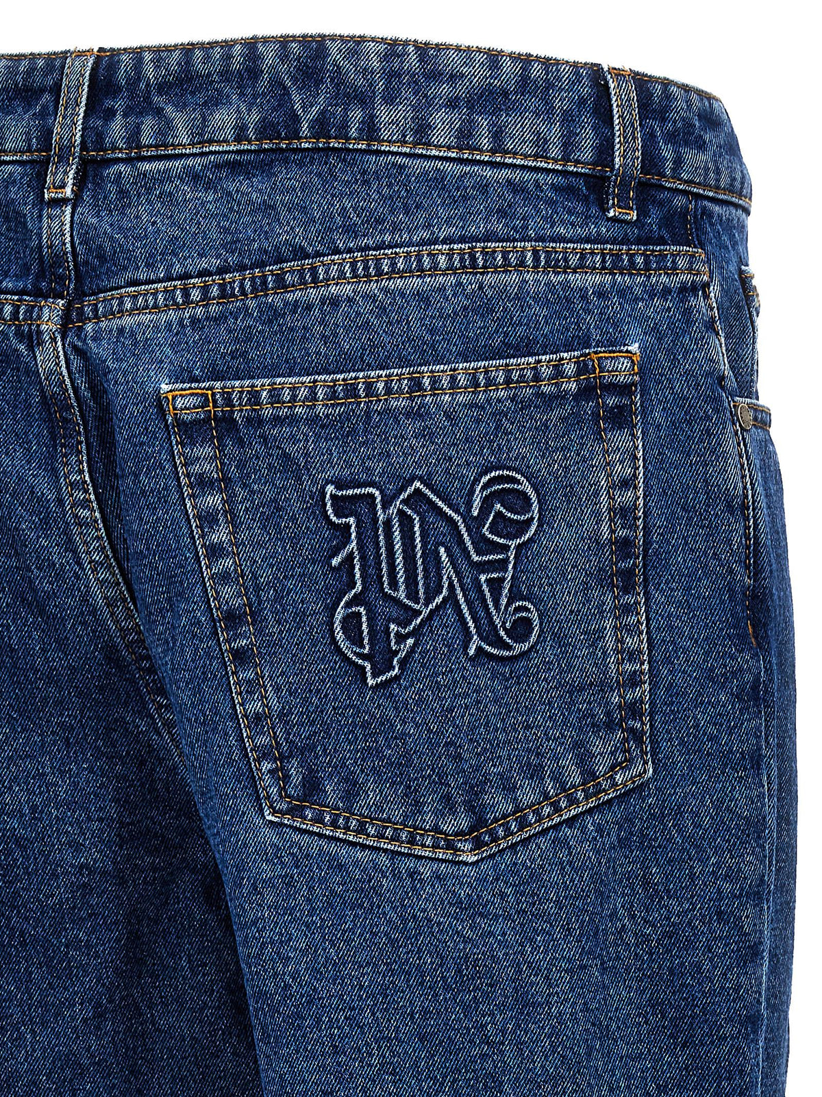 Blue Cotton Straight-Leg Jeans