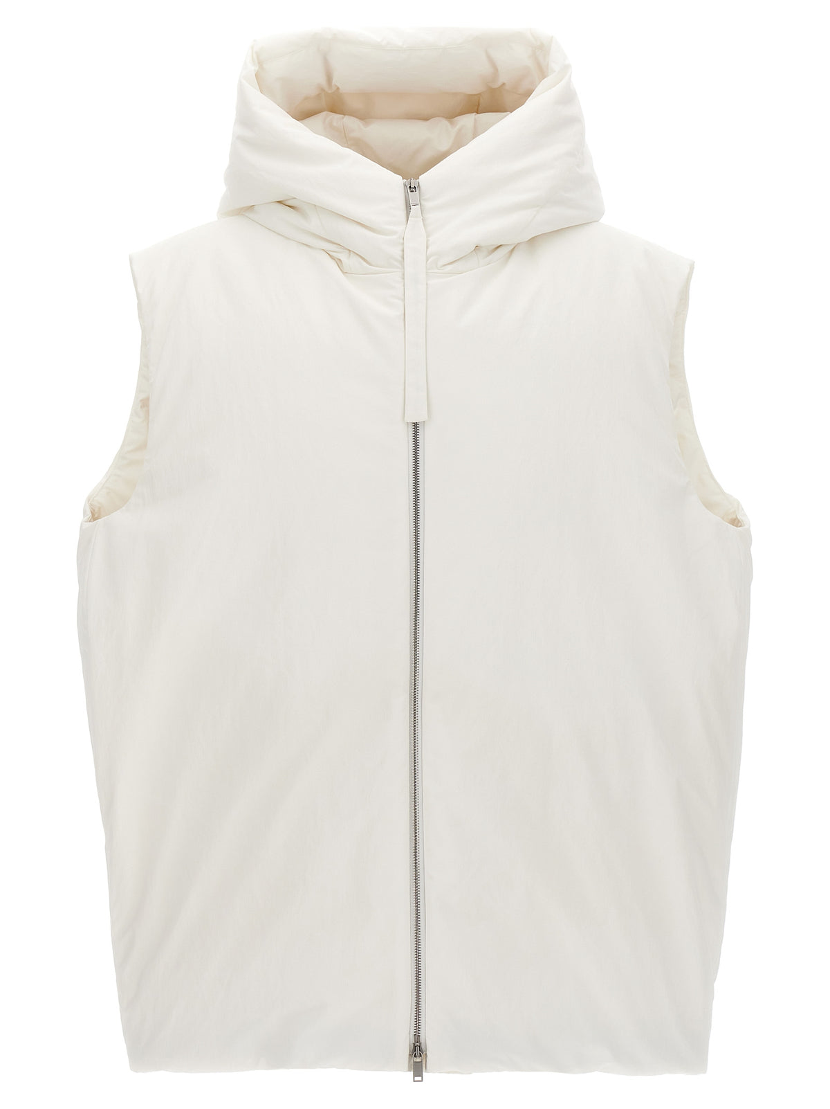 White Polyester Sleeveless Jacket