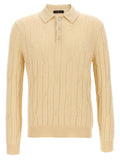 Beige Virgin Wool Polo Shirt