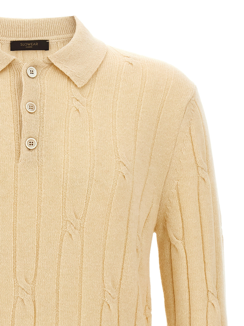 Beige Virgin Wool Polo Shirt