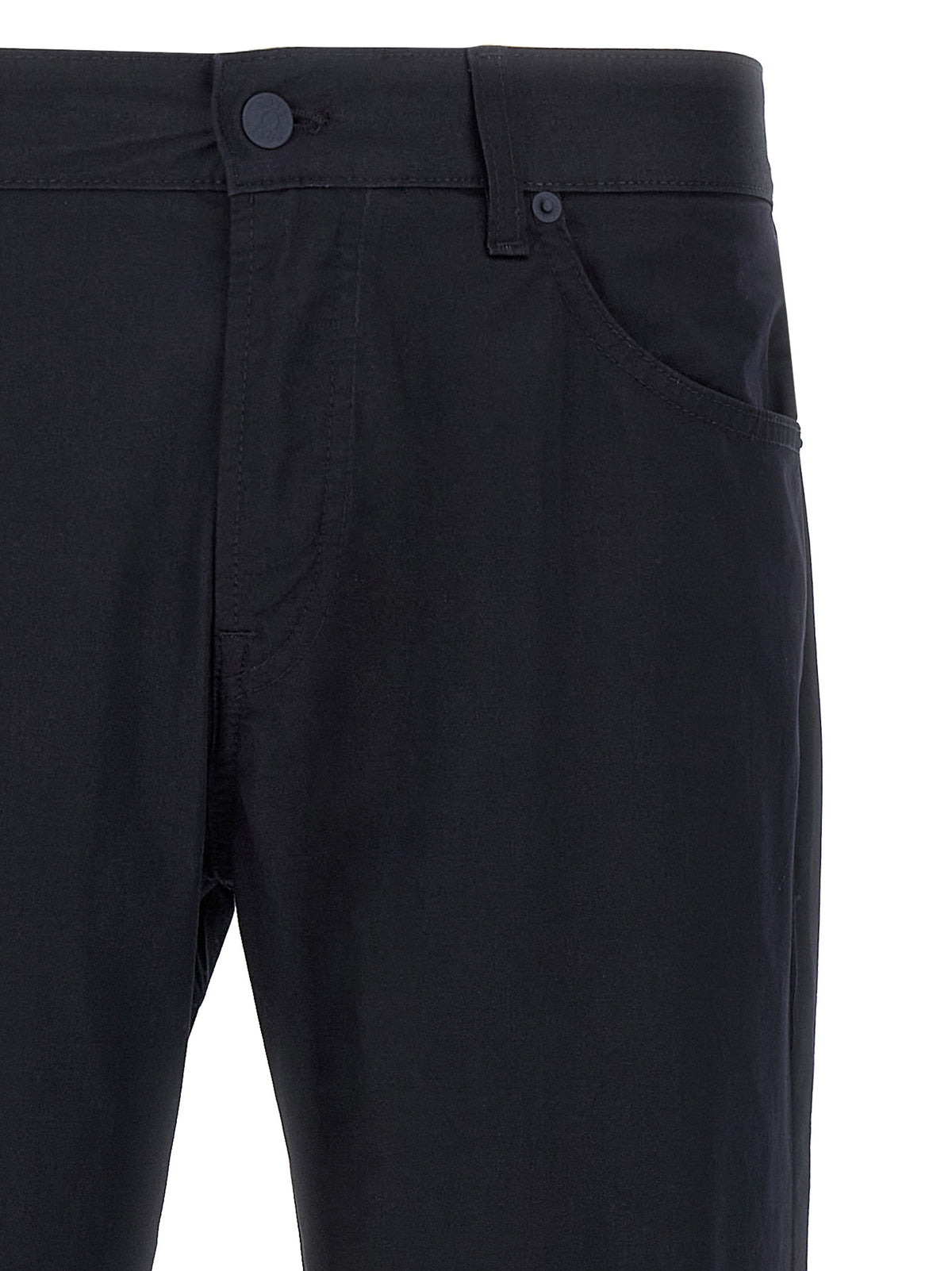 Blue Cotton Casual Pants