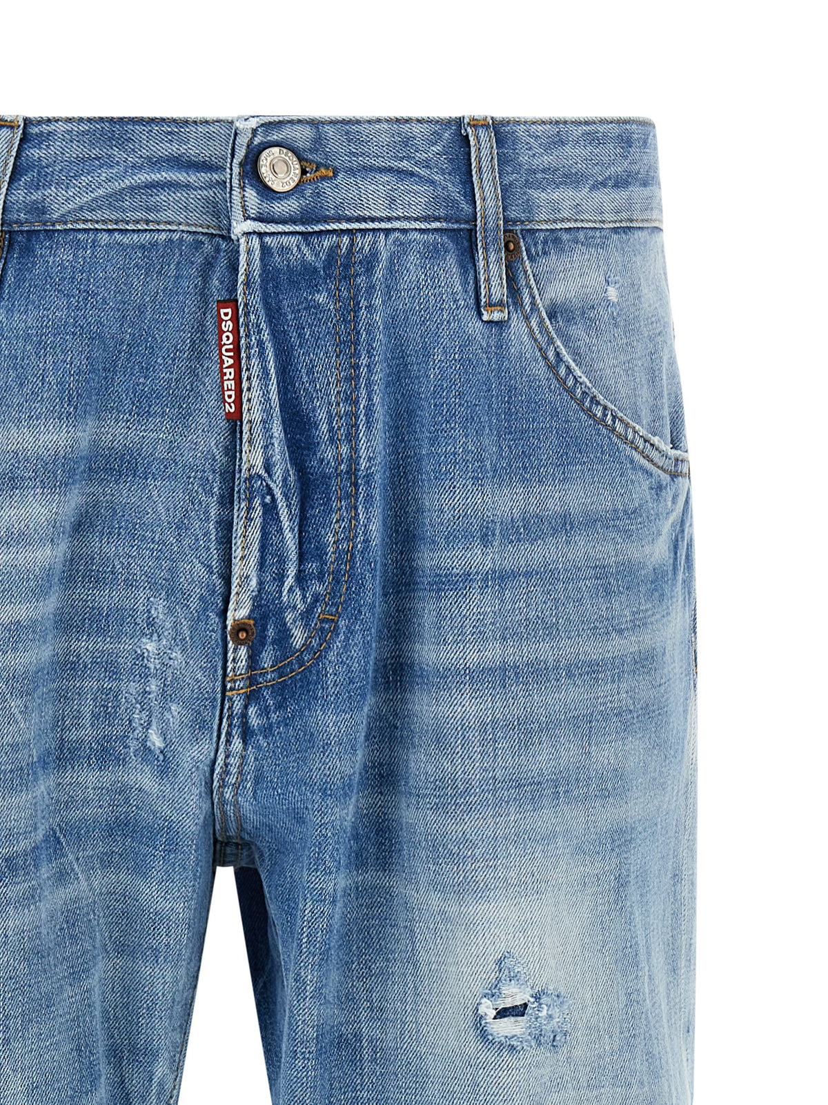 Dsquared2 Blue Cotton Straight-Leg Jeans