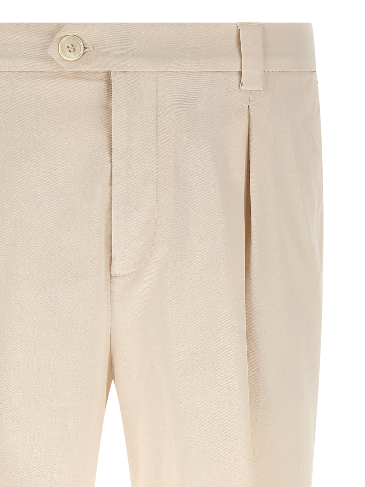 Brunello Cucinelli White Cotton Casual Trousers