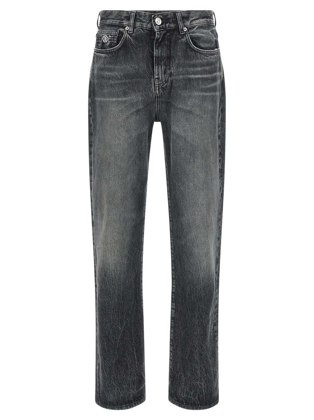 Versace Grey Cotton Straight-Leg Jeans