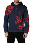 Blue Cotton Coral Logo Hooded Sweatshirt Sweater