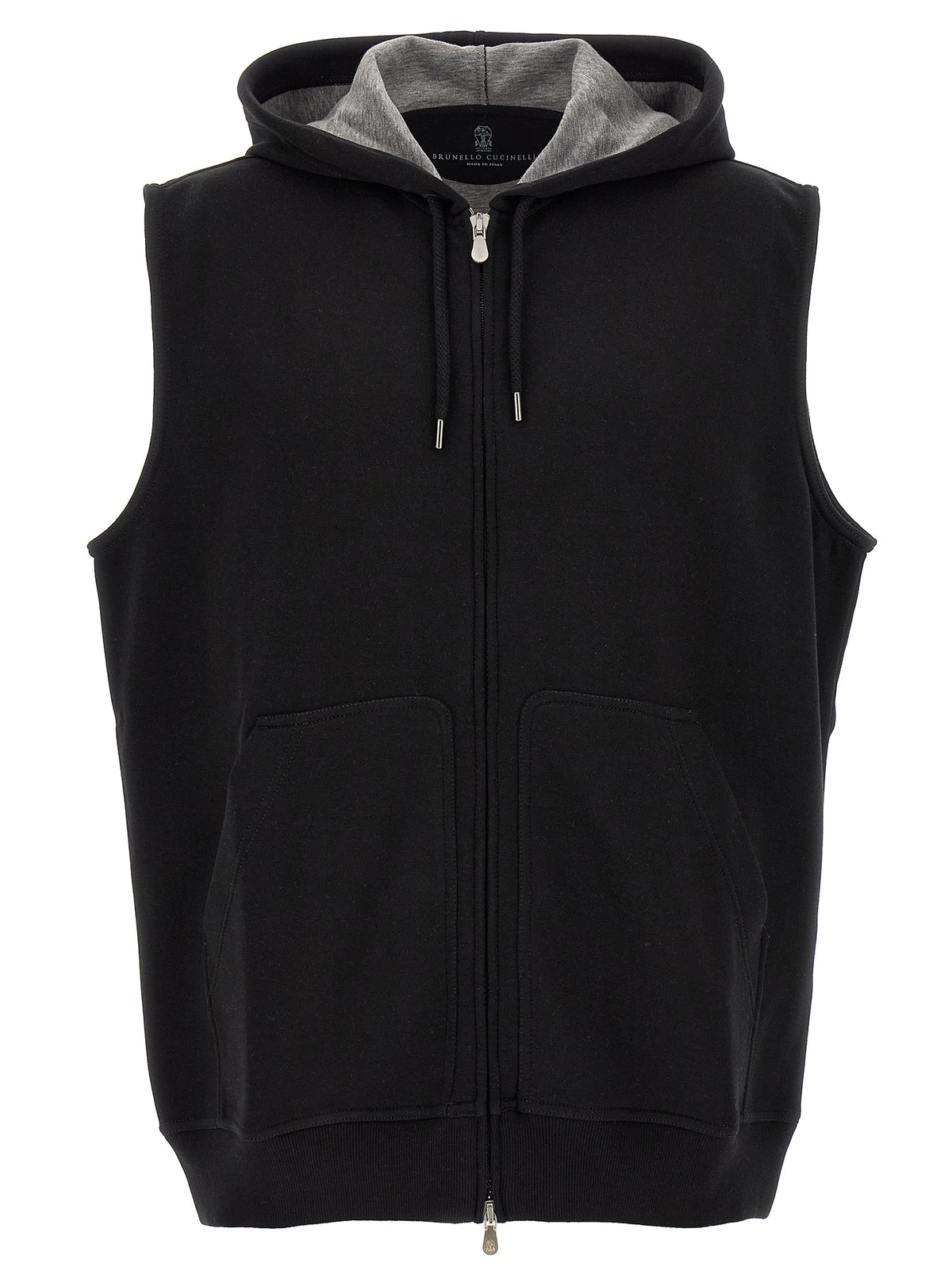 Black Cotton Sleeveless Jacket