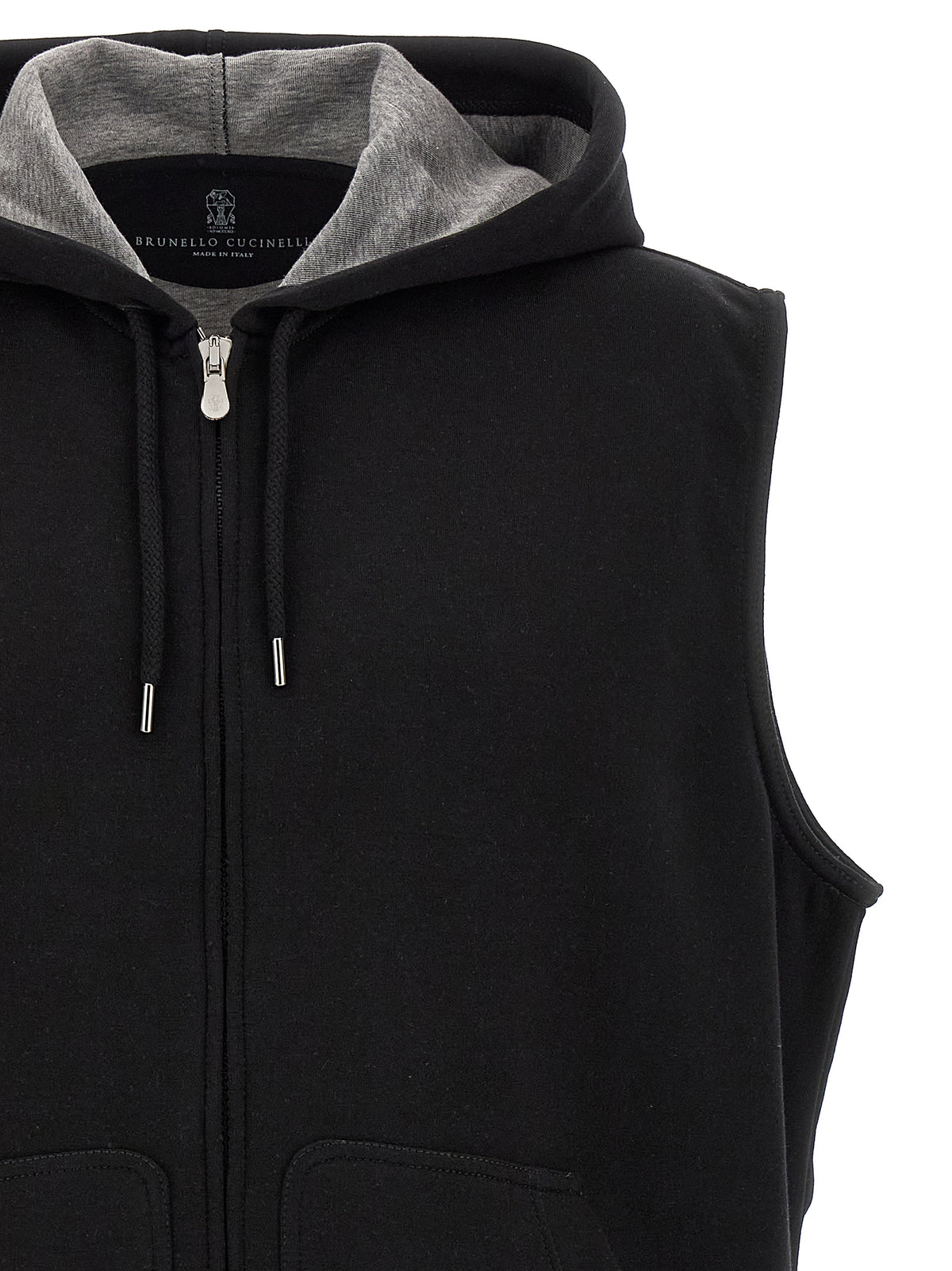 Black Cotton Sleeveless Jacket