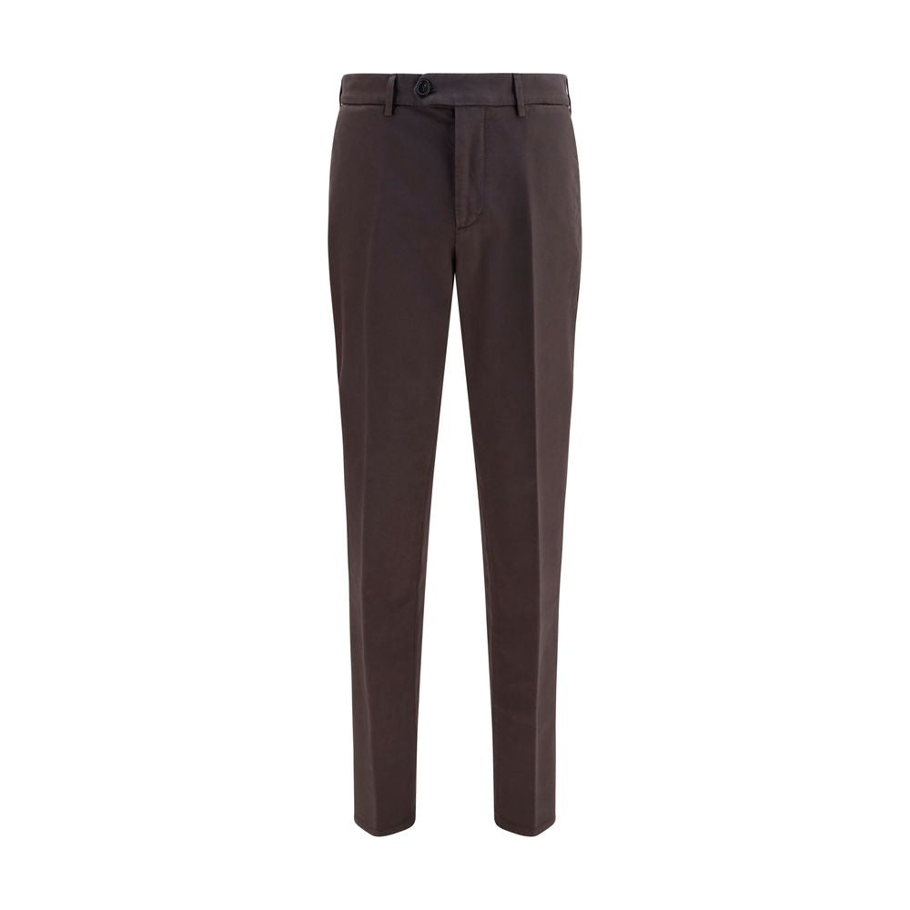 Brown Cotton Casual Pants