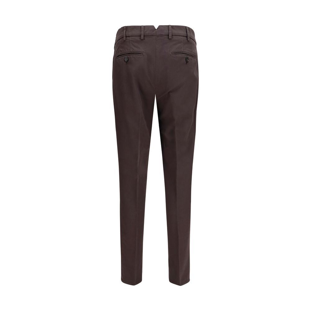 Brown Cotton Casual Pants
