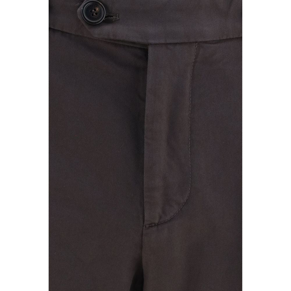 Brown Cotton Casual Pants