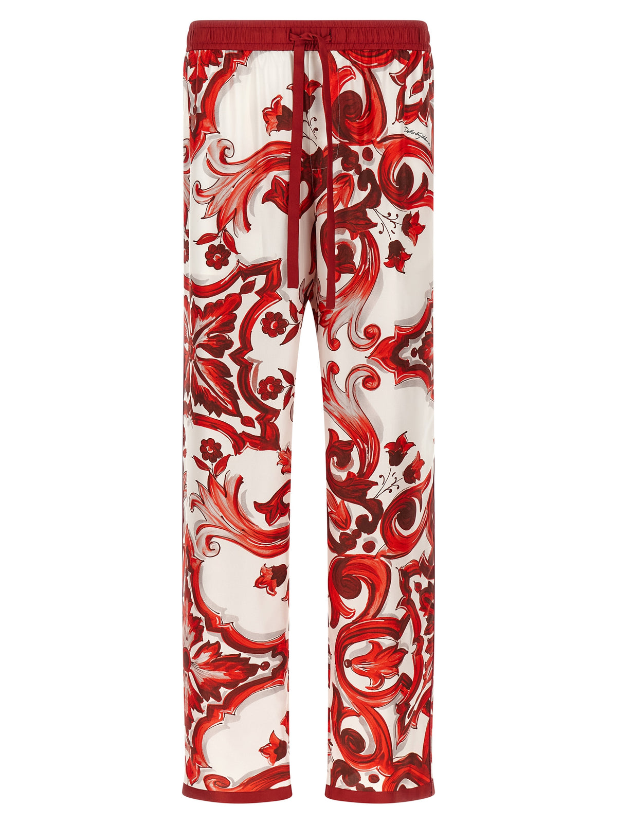 Dolce & Gabbana Red Silk Casual Trousers