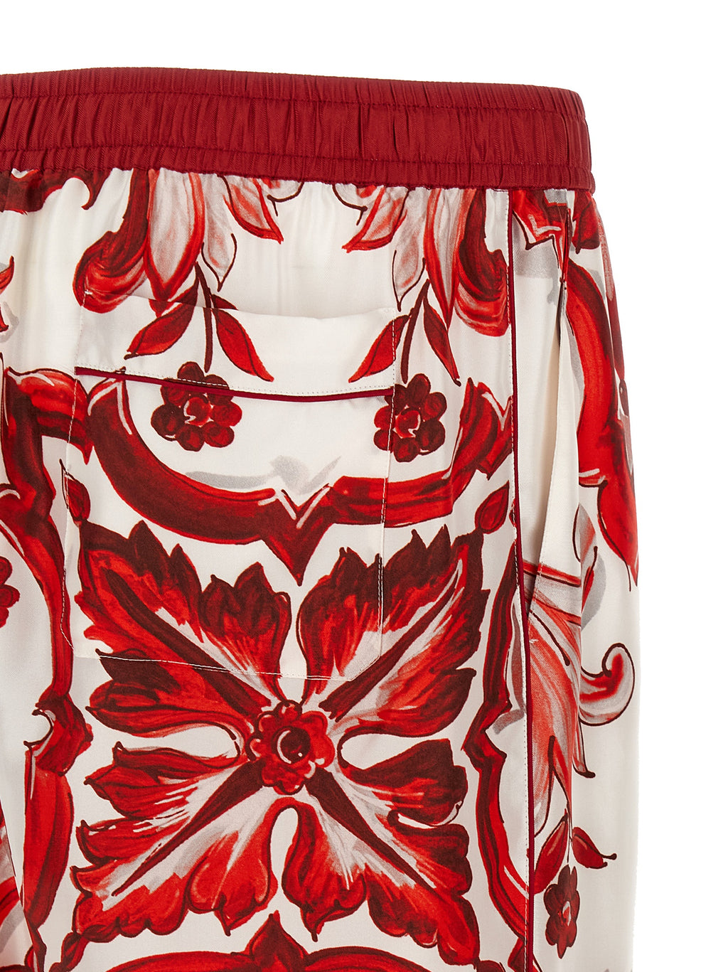 Dolce & Gabbana Red Silk Casual Trousers