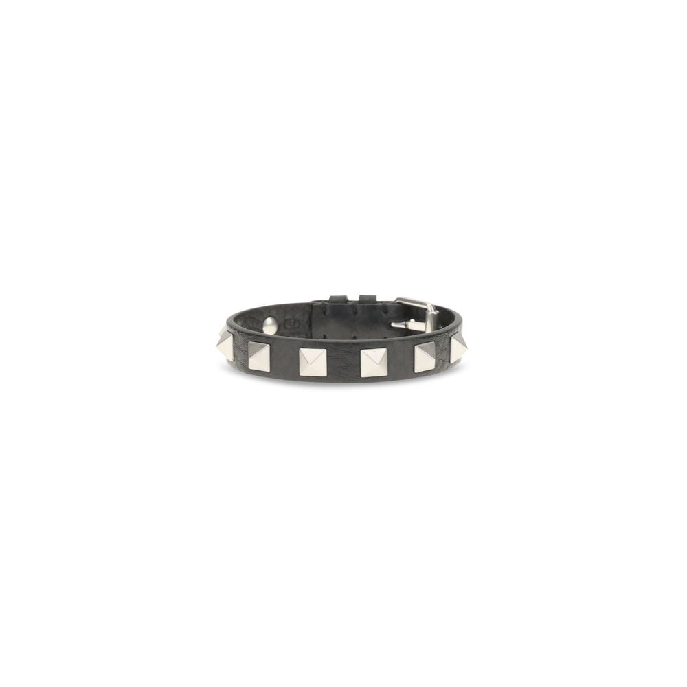 Valentino Garavani Black Calf Leather Bracelet