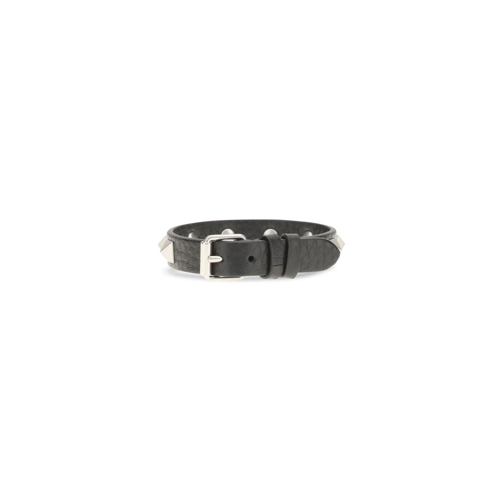 Valentino Garavani Black Calf Leather Bracelet