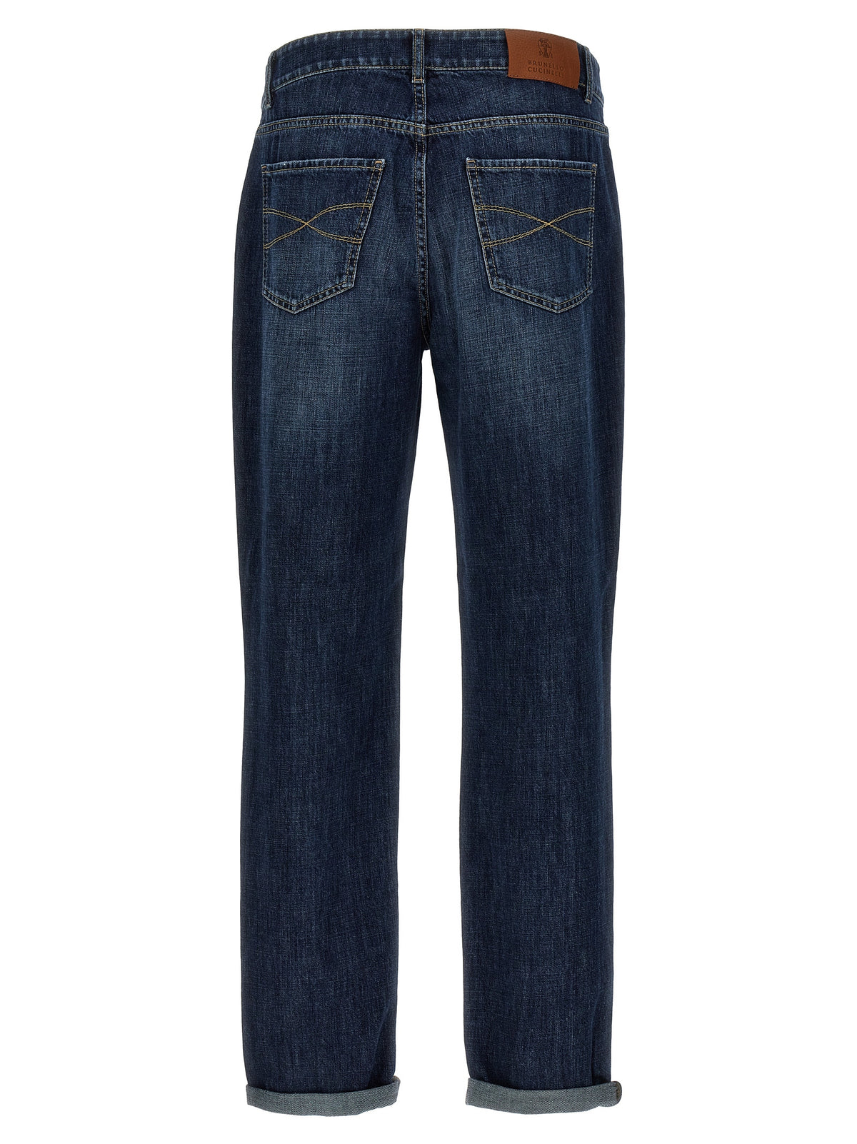 Blue Cotton Straight-Leg Jeans