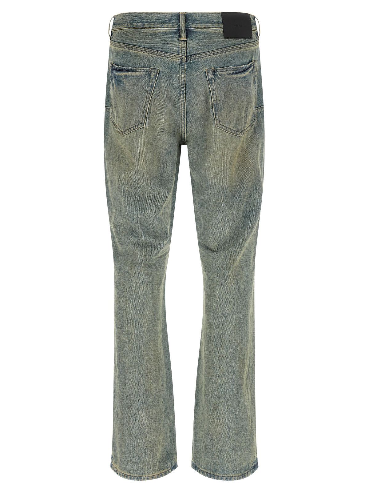 Blue Cotton Flared Jeans