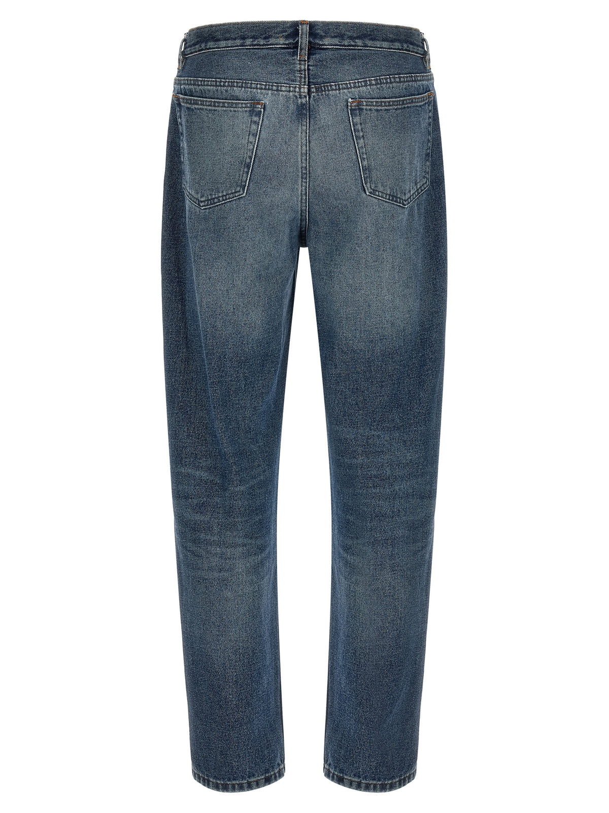 Blue Cotton Straight-Leg Jeans