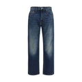 Blue Cotton Straight-Leg Jeans