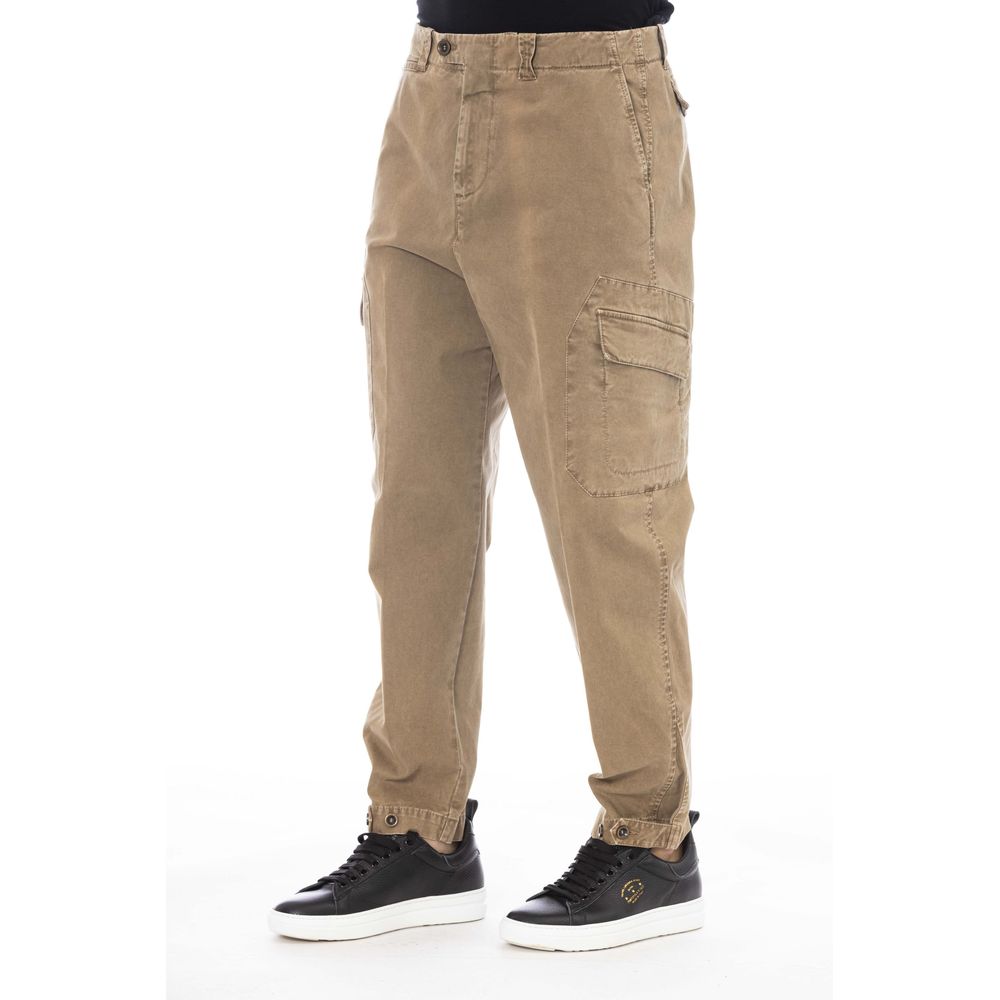 Brown Cotton Men Pant