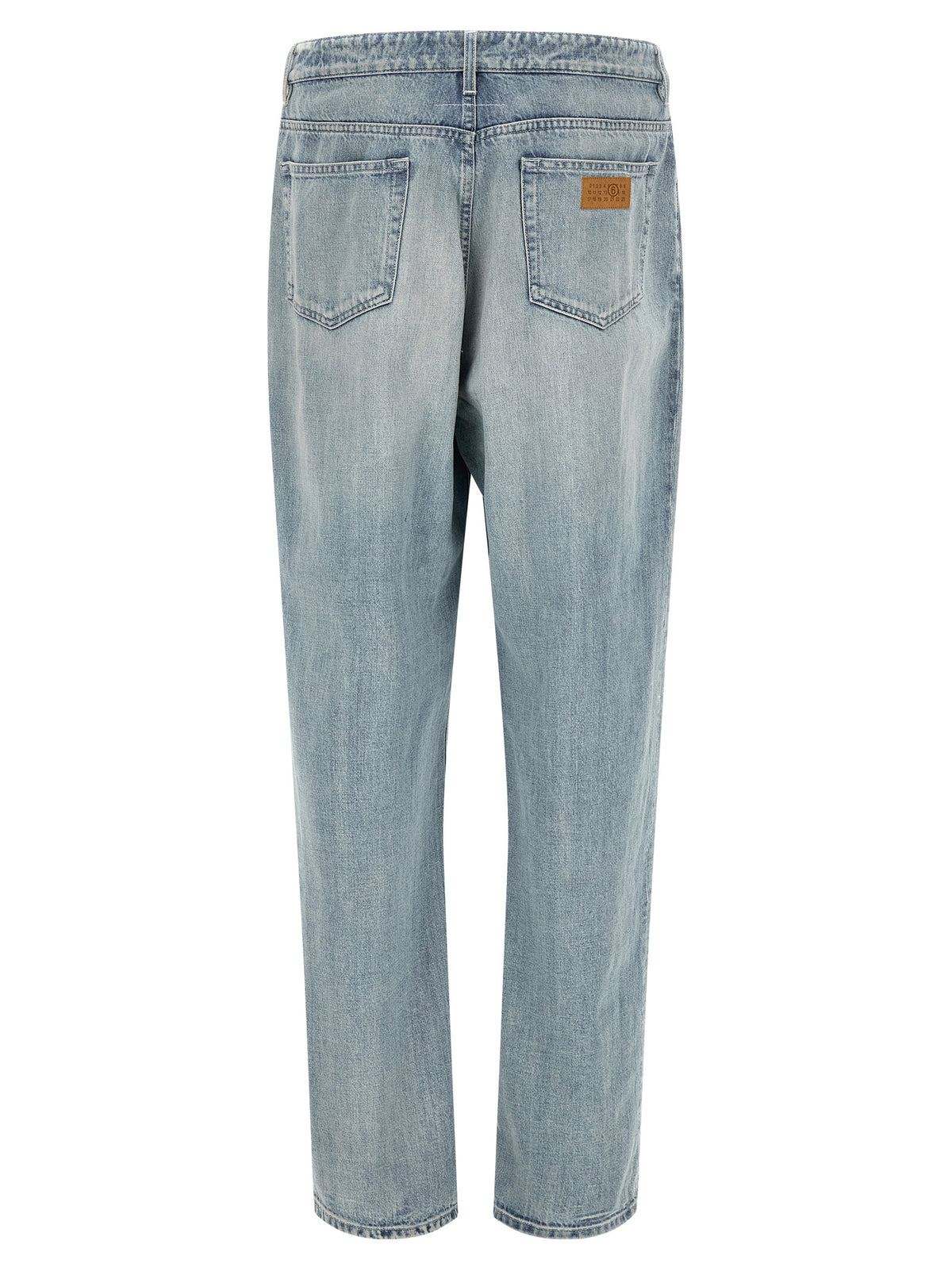 Blue Cotton Straight-Leg Jeans