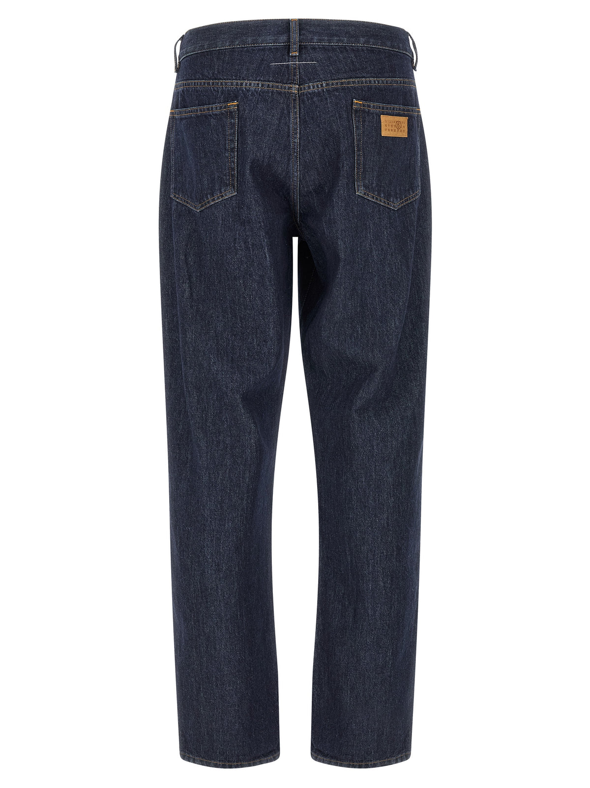 Blue Cotton Straight-Leg Jeans