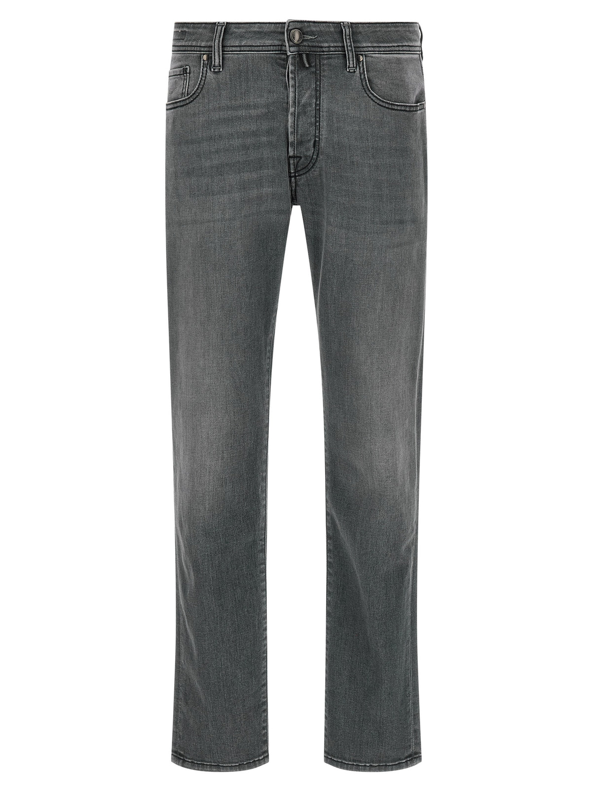 Gray Cotton Slim Fit Jeans