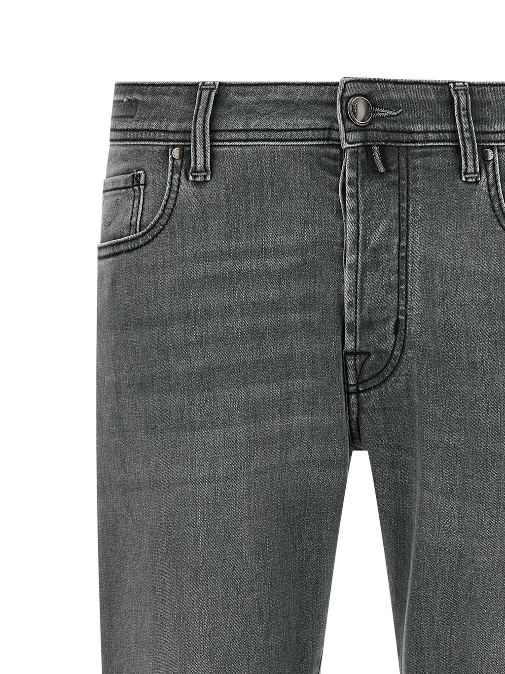 Gray Cotton Slim Fit Jeans