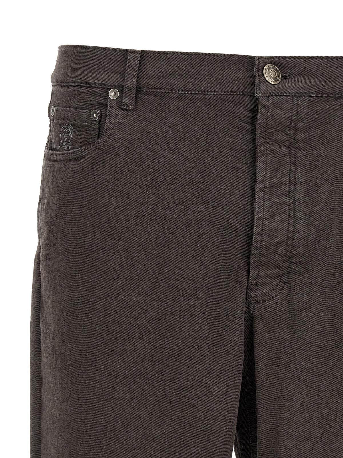 Brown Cotton Straight-Leg Jeans