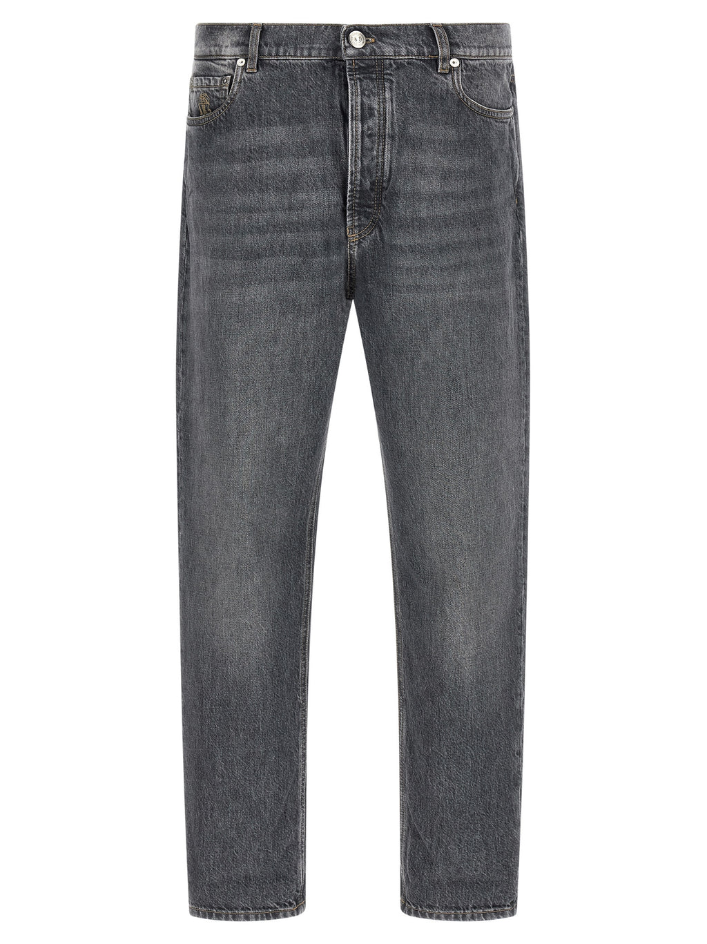 Brunello Cucinelli Grey Cotton Straight-Leg Jeans