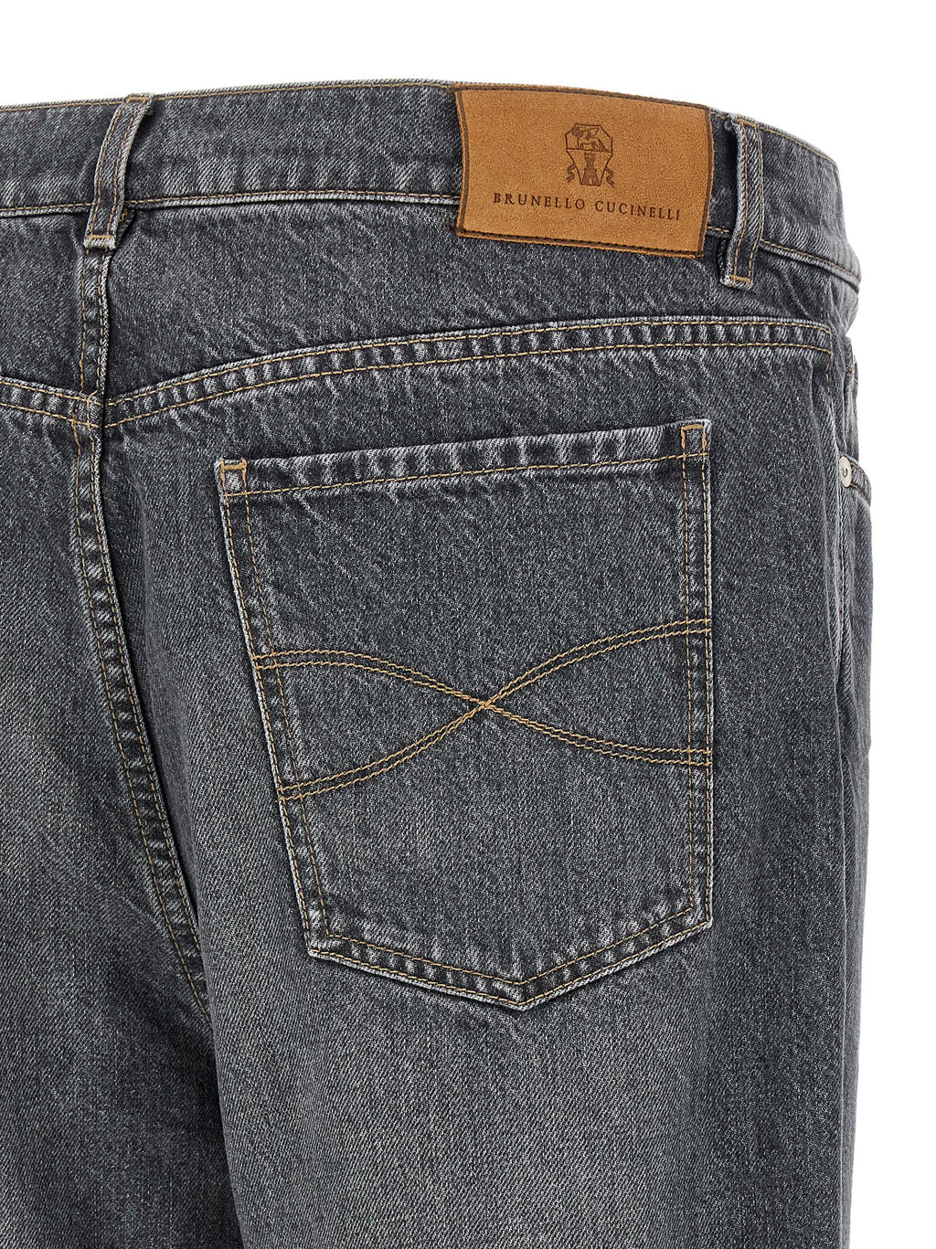 Brunello Cucinelli Grey Cotton Straight-Leg Jeans