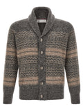 Gray Alpaca Leather Cardigan