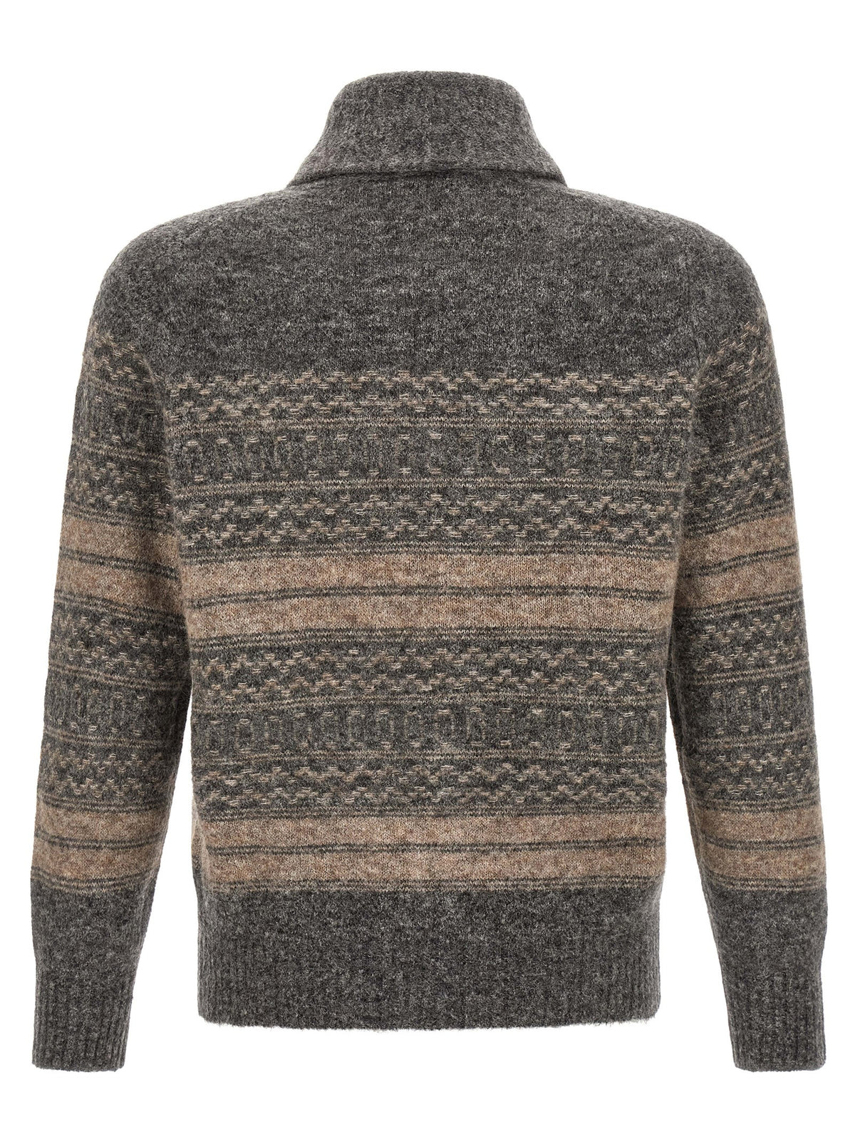 Gray Alpaca Leather Cardigan