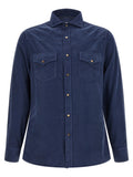 Brunello Cucinelli Blue Cotton Shirt