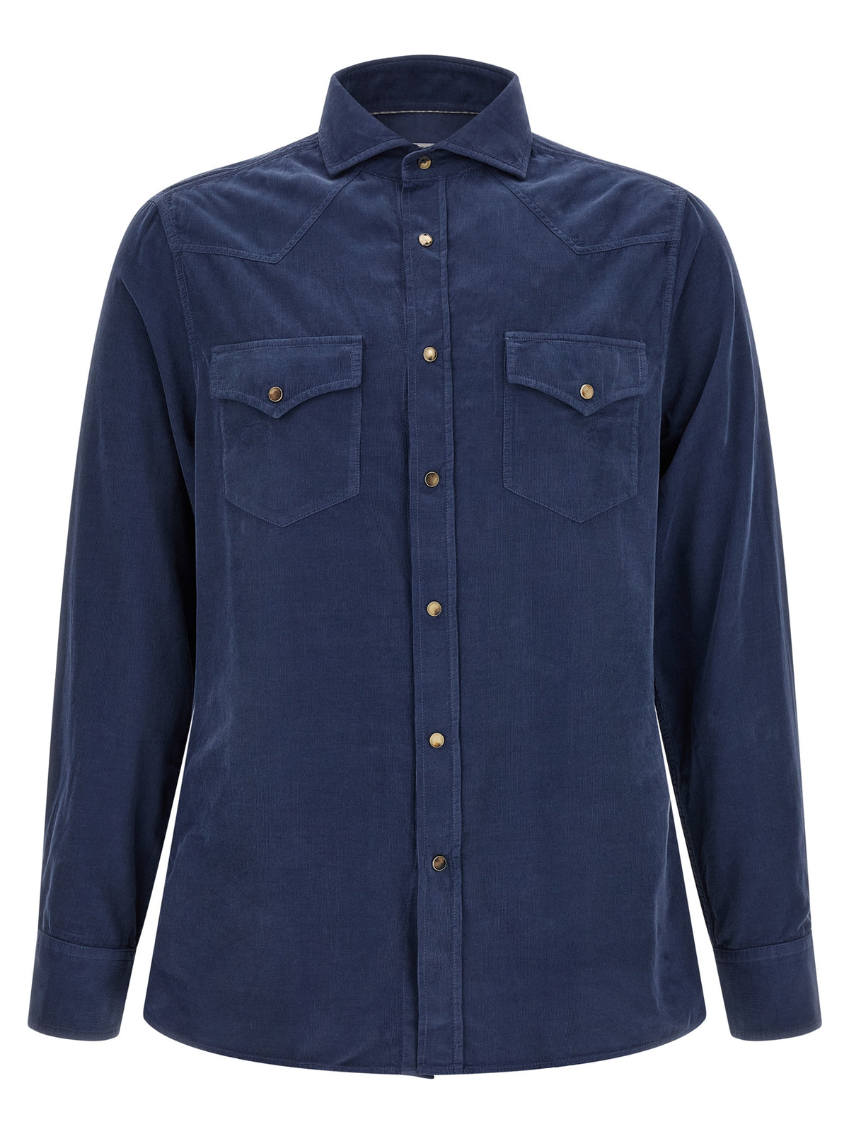 Brunello Cucinelli Blue Cotton Shirt