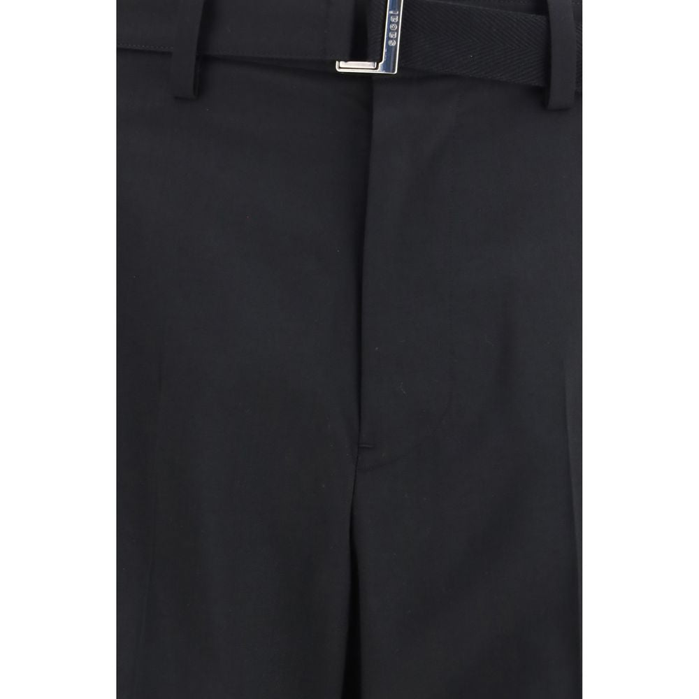 Sacai Black Polyester Casual Trousers