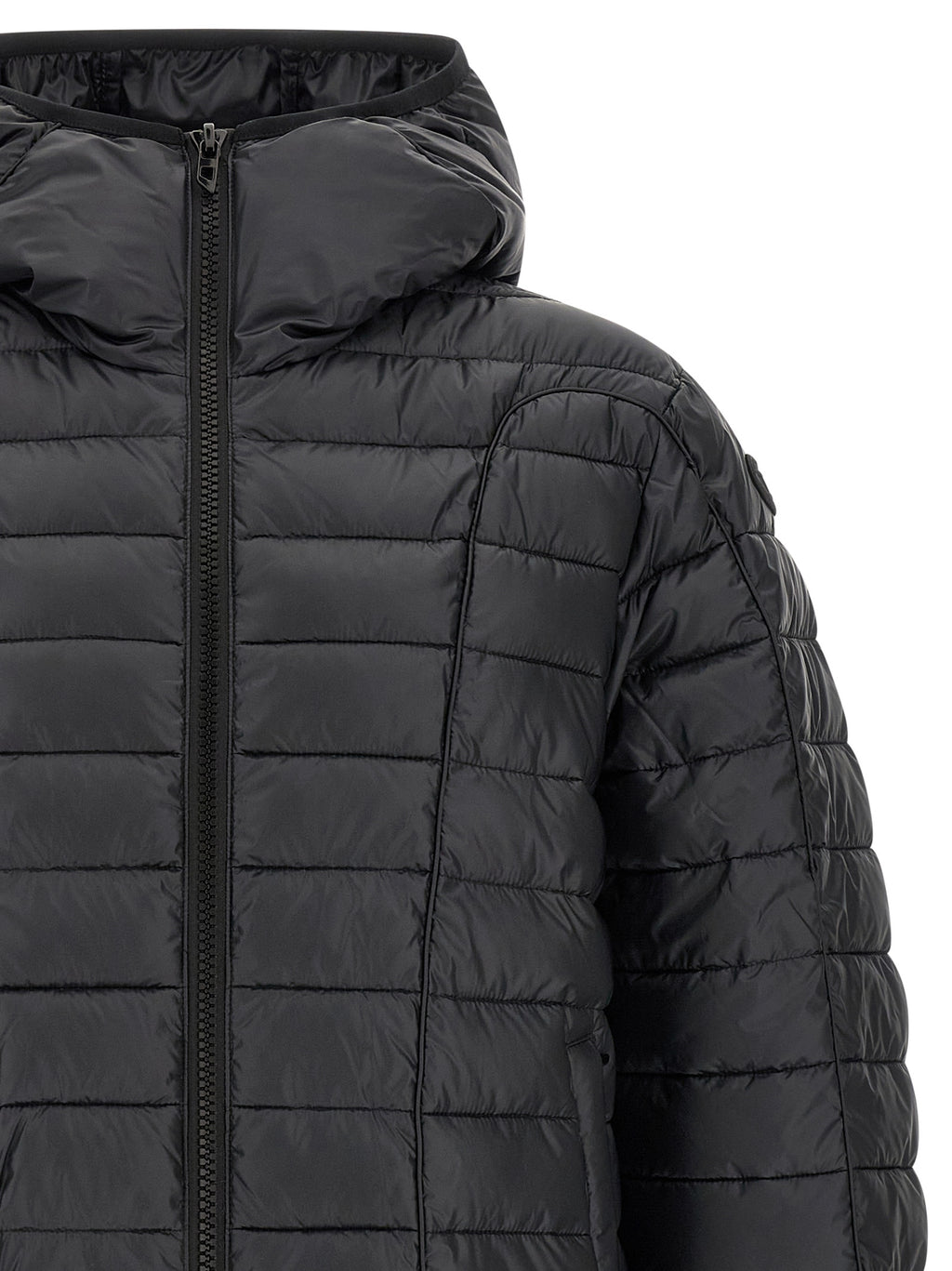 Black Polyester Full-Length Jacket