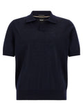 Blue Virgin Wool Polo Shirt