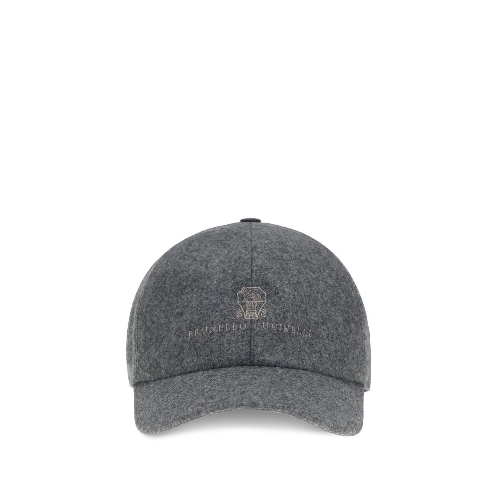 Brunello Cucinelli Grey Wool Baseball Cap