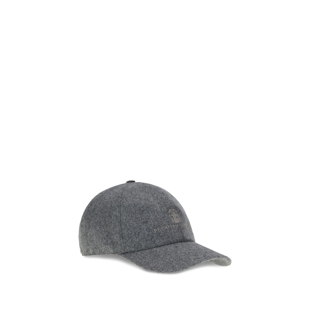 Brunello Cucinelli Grey Wool Baseball Cap