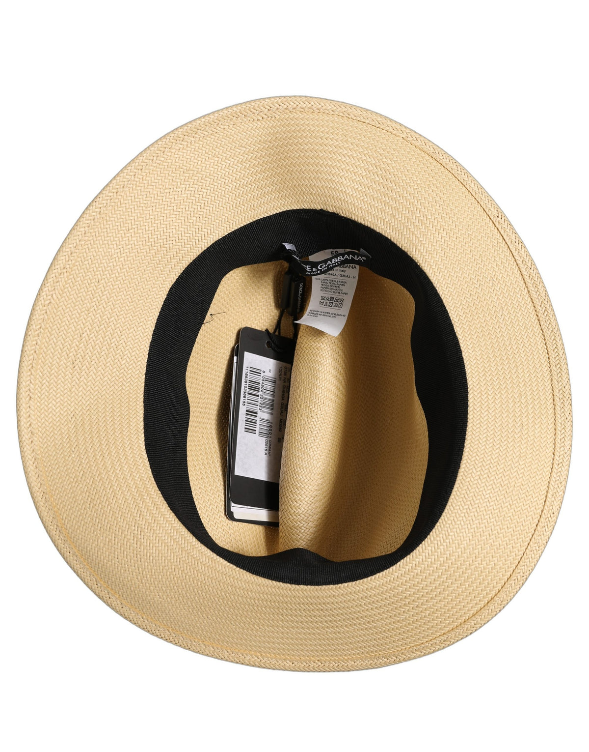 Dolce & Gabbana Beige Paper Straw Fedora Panama Hat