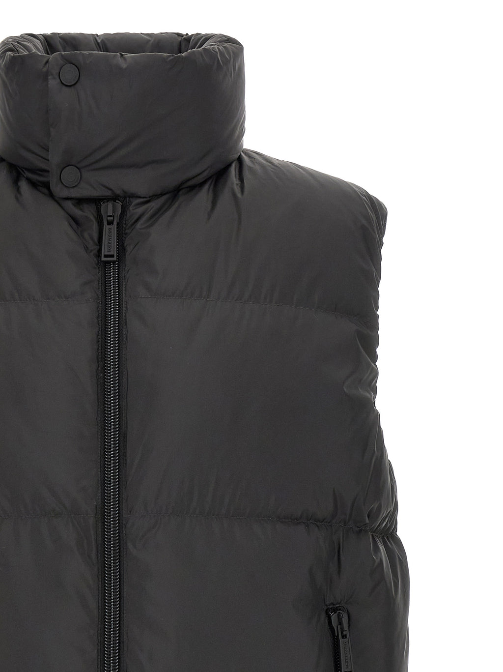 Black Polyester Sleeveless Jacket
