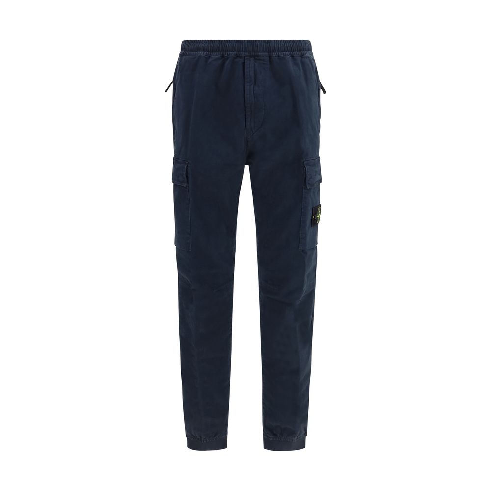 Stone Island Blue Cotton Cargo Trousers