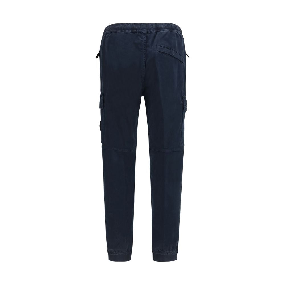 Stone Island Blue Cotton Cargo Trousers