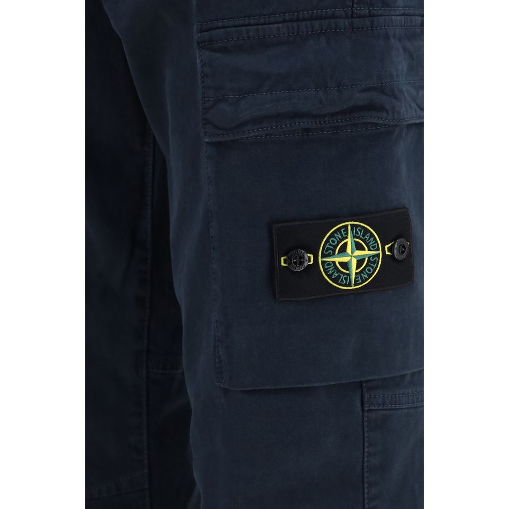 Stone Island Blue Cotton Cargo Trousers