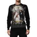Black Cashmere Cherub Print Baroque Sweater