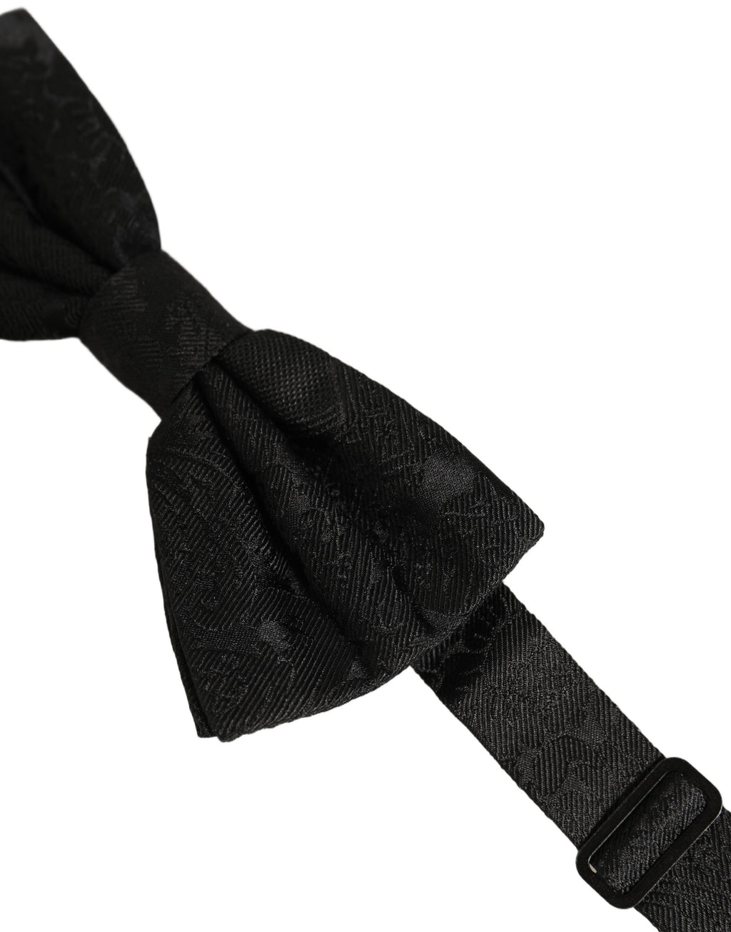 Men Dark Gray Paisley Silk Adjustable Neck Papillon Bow Tie