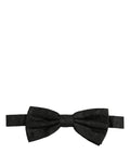 Men Dark Gray Paisley Silk Adjustable Neck Papillon Bow Tie