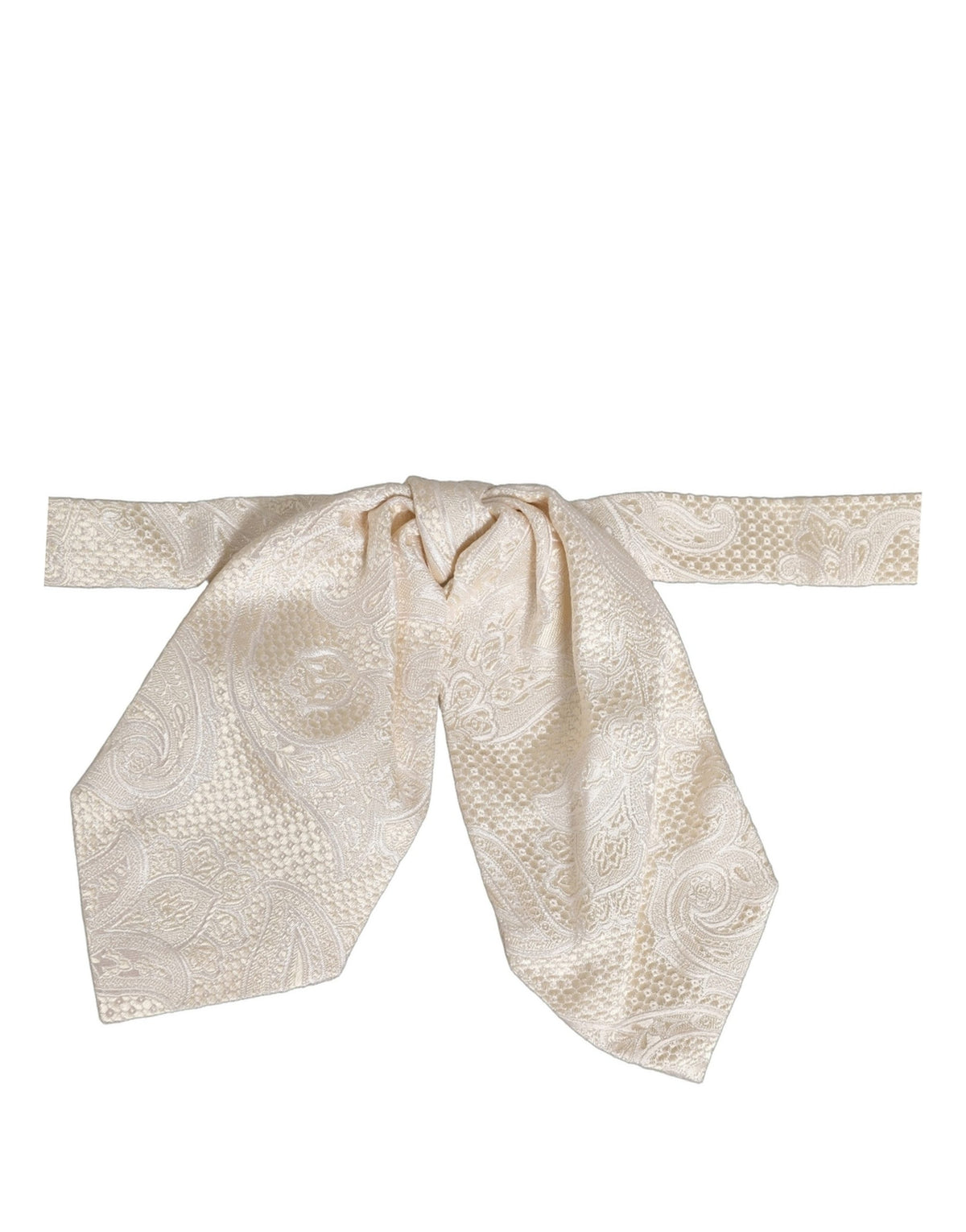 Men Ivory Paisley SIlk Adjustable Neck Papillon Bow Tie